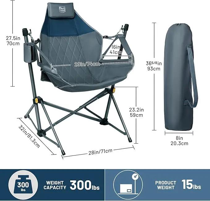 TIMBER RIDGE Hammock Camping Chair with Adjustable Backrest, Heavy Duty Folding Hammock Chair Supports 300lbs, Portable Hammock Chair for Camping, Travelling and Patio, Blue 2 Pack by GreenHaven Gardens