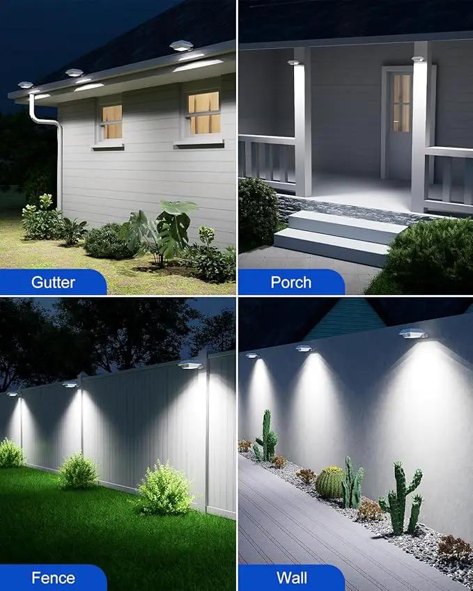 8 Pack White Solar Powered Gutter Lights Outdoor Decorative Waterproof 12 LEDs Yard Lamp for Lighting Fence, Railing, Outside Wall, Deck, Garden, Path, Backyard, Walkway, Patio, Holeless Installation by GreenHaven Gardens