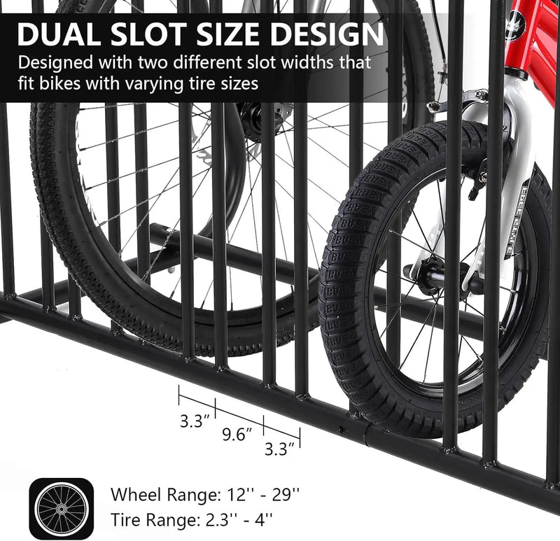 10-Bike Commercial Floor Rack, Heavy Duty Powder-Coated Steel Grid Organizer, Freestanding Double-Sided Storage for Garages/Storefronts/Schools by GreenHaven Gardens