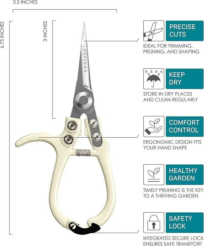 Plant Pruning Shears with Vegan Leather Sheath Garden Trimming Scissors with Belt Holster Bonsai Trimmers Herb Snips Flower Clippers Modern Tools 2 Piece Bundle (Cream Pruner Beige Sheath) by GreenHaven Gardens