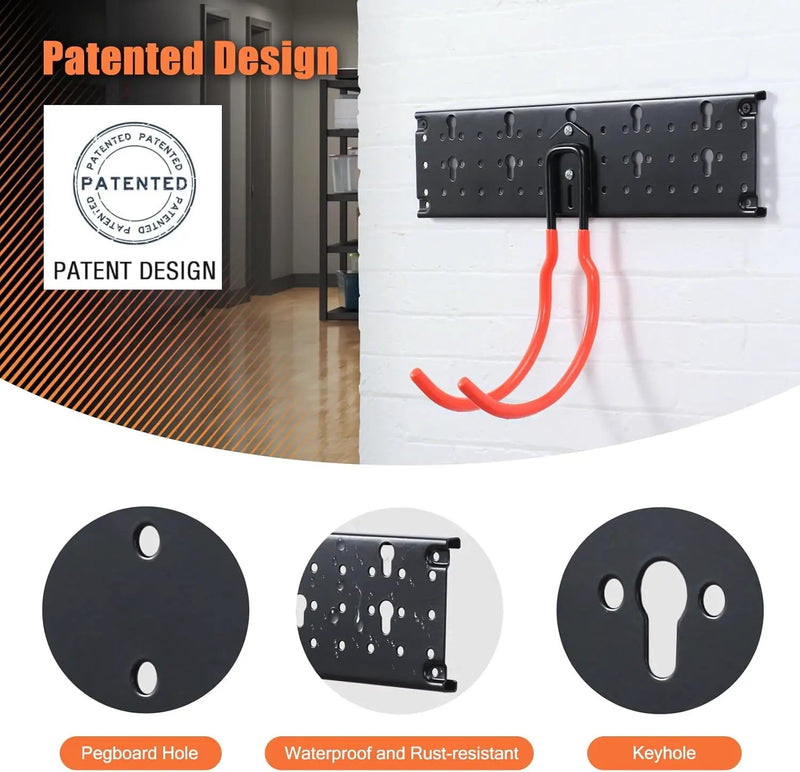 Ultrawall Multi-Storage Garage Hooks, Utility Rack with Multiple Installation Methods, Wall-Mounted Garden Tool Organizer System for Shovels, Rakes, Ladders,17pcs by GreenHaven Gardens
