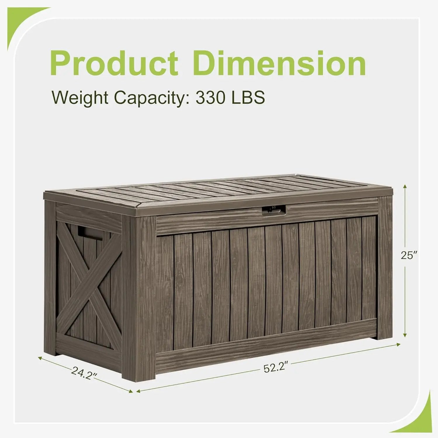 Greesum 120 Gallon Deck Box, Resin Outdoor Storage Container for Patio Furniture, Garden Tools, Pool Accessories, Weatherproof, Lockable, Coffee by GreenHaven Gardens