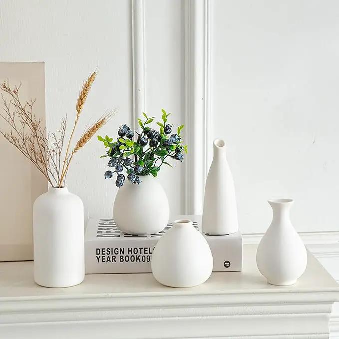 JOJUNO White Bud Vases, Small Ceramic Vase Set of 11, Mini Pottery Vases for Flowers, Decorative Pieces for Home Modern Decor, Boho Decor, Chic Accents for Living Room Dining Table Shelves by GreenHaven Gardens