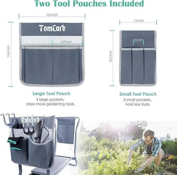 TomCare Garden Kneeler Seat Garden Bench Garden Stools Foldable Stool with Tool Bag Pouch EVA Foam Pad Outdoor Portable Kneeler Christmas Gardening Gifts for Women Men,Large 21.65"x10.62"x18.89",Grey by GreenHaven Gardens