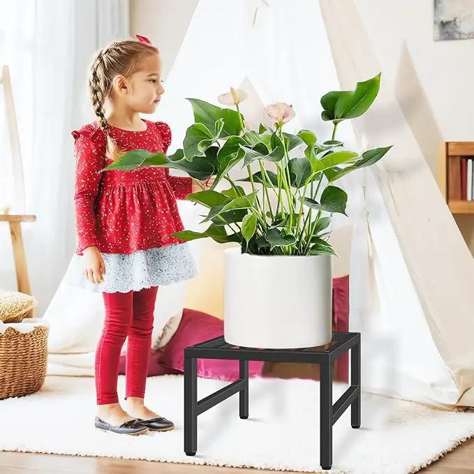 Plant Stand Indoor Outdoor, Heavy Duty Wrought Iron Pedestal Stands Metal Plant Stand for Indoor Outdoor, Sturdy Low Flower Stand Display Planter Shelf, 2pcs, Black by GreenHaven Gardens