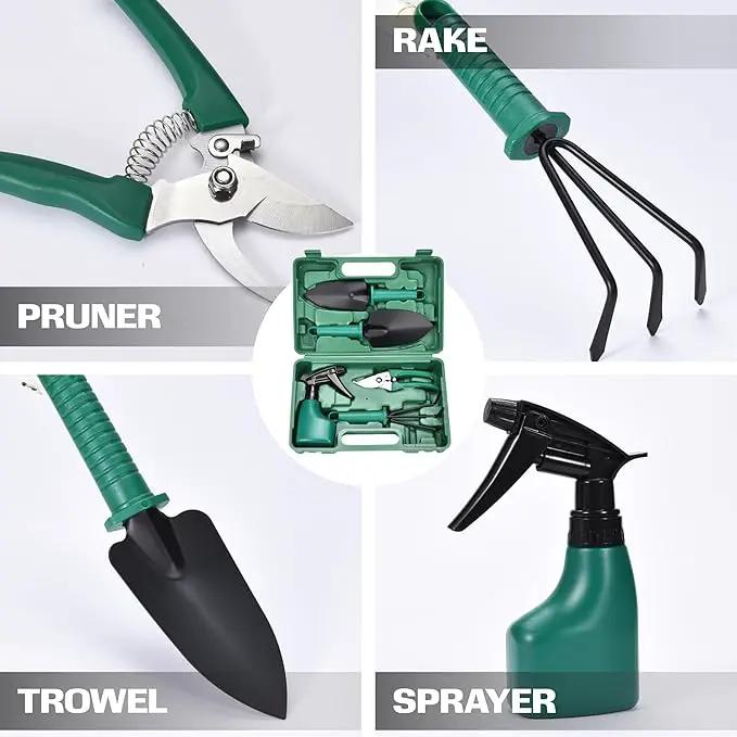 2wayz Garden Tool Set - 5-Piece Durable Gardening Hand Tools - 3x12x7-inch Gardening Kit with Portable Box and Carrying Case - Small Garden Planting Tools - Garden Essentials - Gift for Garden Lovers by GreenHaven Gardens
