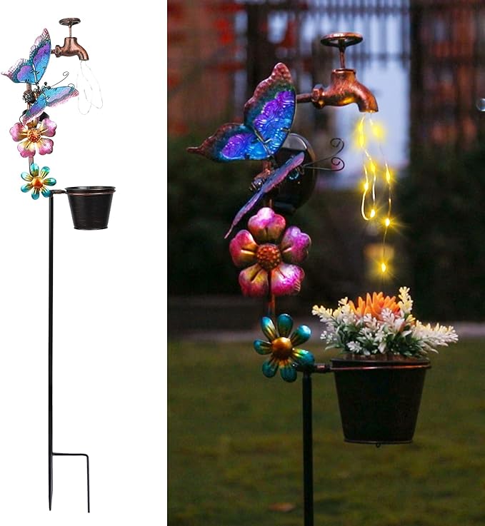 Afirst Solar Outdoor Decorative Butterfly Lights - Faucet Shaped Twinkling Light Garden Stake Decorations for Pathway Lawn Patio Courtyard Backyard by GreenHaven Gardens