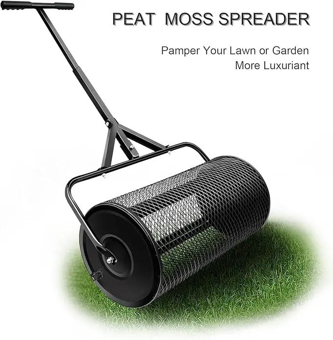 Compost Spreader, Durable Lawn Roller, Manure Spreader with Upgrade T Shaped Handle, Top Soil Spreader for Lawn and Garden Care Manure Spreaders Roller (16 Inch-T-Black-S) by GreenHaven Gardens