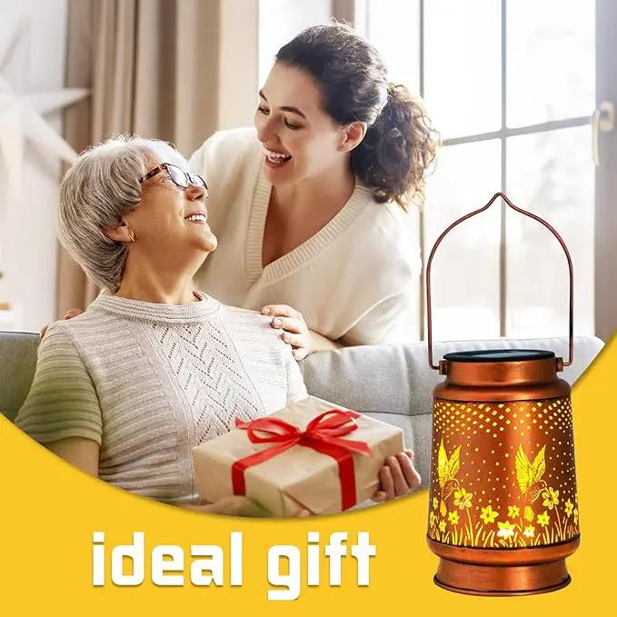 4 Packs Solar Lanterns Outdoor Hanging Lantern Lights, 4 Hummingbirds Hollowed-Out Metal Decor Lantern, Waterproof LED Decorative Garden Light Gifts by GreenHaven Gardens