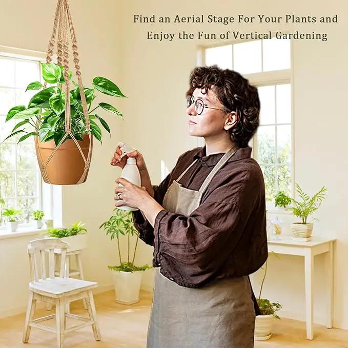 Augshy 27 Inch Macrame Plant Hanger, 2 Packs Plant Hangers with Hooks, Hanging Planter for Indoor Plants Decorative Macrame Pot Hanger for Home Decor by GreenHaven Gardens