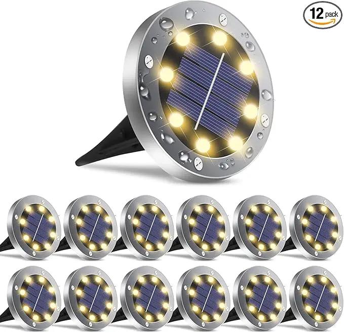 Solar Outdoor Lights 12 Packs, Waterproof Solar Pathway Lights Bright In-Ground Lights Lighting Decor for Garden, Lawn, Patio, Yard, Driveway, Step and Walkway Warm Light by GreenHaven Gardens