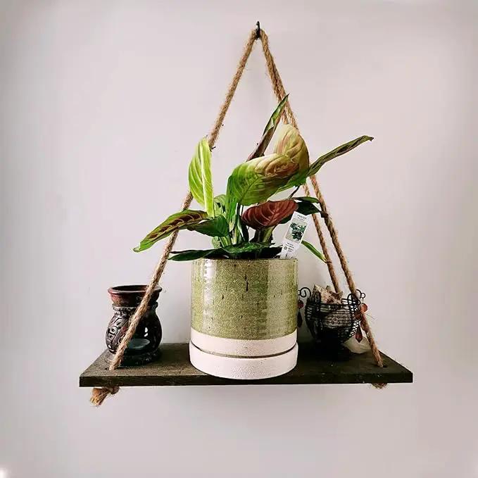 6 Inch Plant Pots, Ceramic Planter Pot with Drainage Hole & Saucer, Indoor/Outdoor Cylinder Round Planter Pot, Green & Beige by GreenHaven Gardens