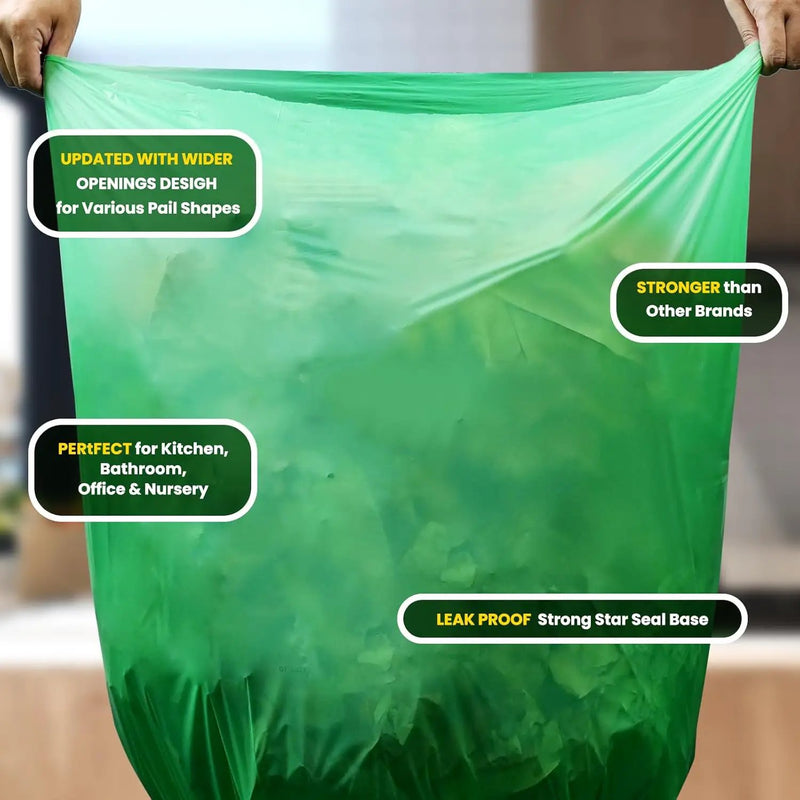 55-60 Gallon Compostable Trash Bags Liners, Heavy Duty Extra Thick 1.57 Mil, 208.2 Liter, 15 Bags, Lawn, Yard, and Restaurant Use, ASTM D6400, US BPI, OK Compost Home Certified by GreenHaven Gardens