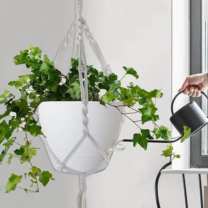 WOUSIWER 10 inch Self Watering Planters, 2 Pack Large Plastic Plant Pots with Deep Reservior and High Drainage Holes for Indoor Outdoor Plants and Flowers, White by GreenHaven Gardens