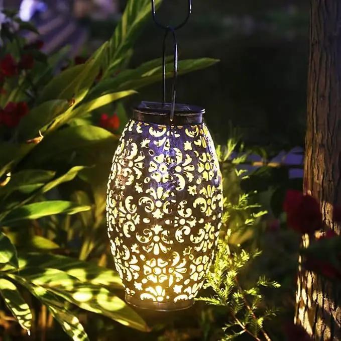 Kaixoxin 2 Pack Solar Lantern Lights for Hanging or Table Outdoor Solar Light for Patio Courtyard Garden (Silver-2pack) by GreenHaven Gardens