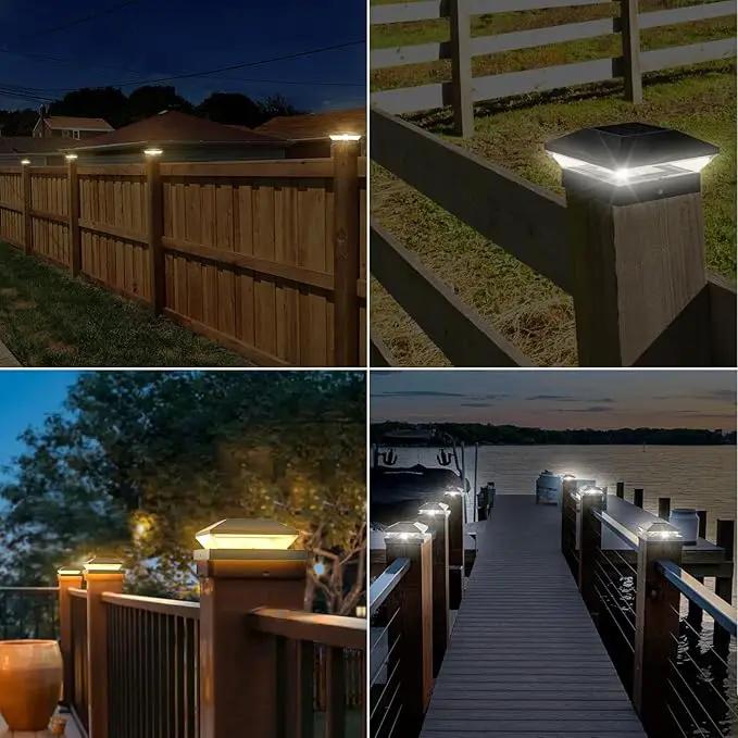 T-SUN Solar Post Cap Lights for 4x4/5x5/6x6 Posts (Wooden/Vinyl) | Waterproof Outdoor Solar Post Lights with Dual-Color Modes | Fence, Deck, Porch & Garden Lighting (6-Pack, Black) by GreenHaven Gardens