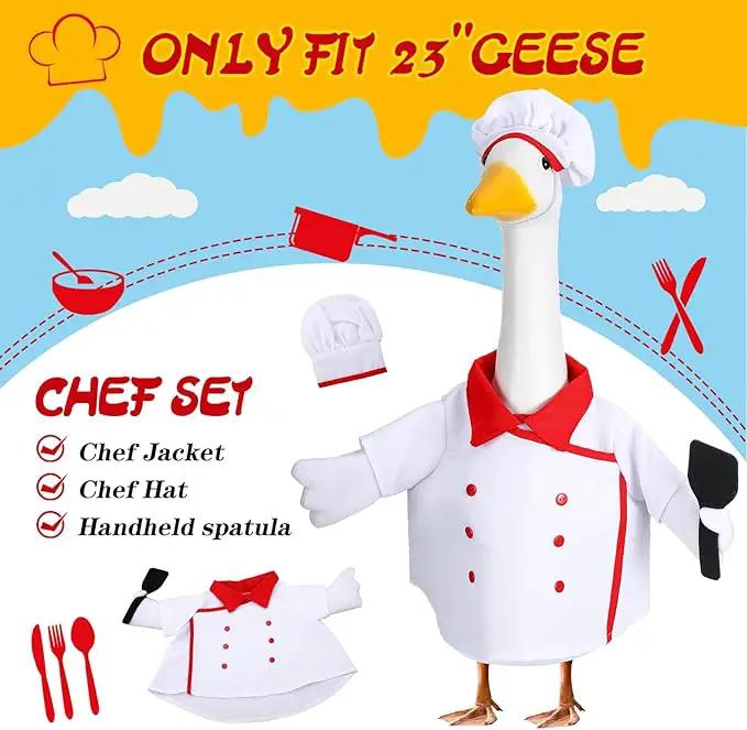 Geyoga Chef Goose Outfit Costume Yard Lawn Porch Clothes for 23'' Plastic Goose Outdoor Patio Art Decoration by GreenHaven Gardens