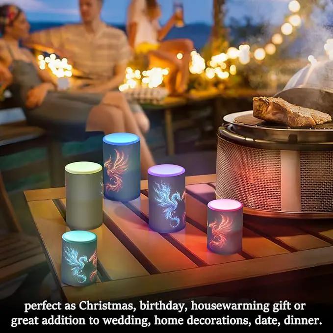 Flickering Flameless Candles, Dragon Phoenix LED Candles with Remote Timer, Set of 2 Battery Operated Candle for Valentine Wedding Birthday by GreenHaven Gardens
