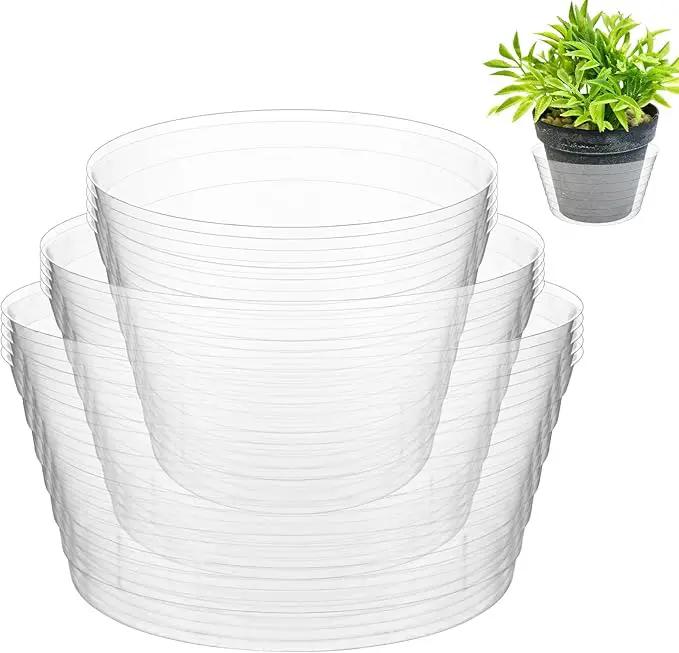 Hoolerry Plastic Plant Saucer Clear Deep Drip Tray Thickened Clear Plant Saucers Trays for Pots Deep Drip Trays for Home Garden Indoor and Outdoor Potted(15 Pcs,4, 6, 8 Inch) by GreenHaven Gardens
