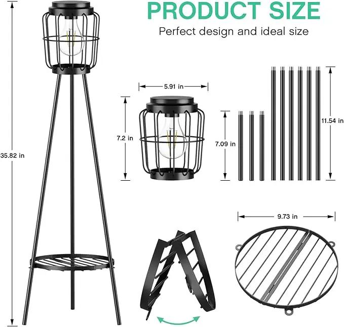 Solar Lights Outdoor with LED Edison Bulbs, Solar Floor Lamp with Plant Stands for Garden Yard Pathway Driveway Front/Back Porch Decoration by GreenHaven Gardens