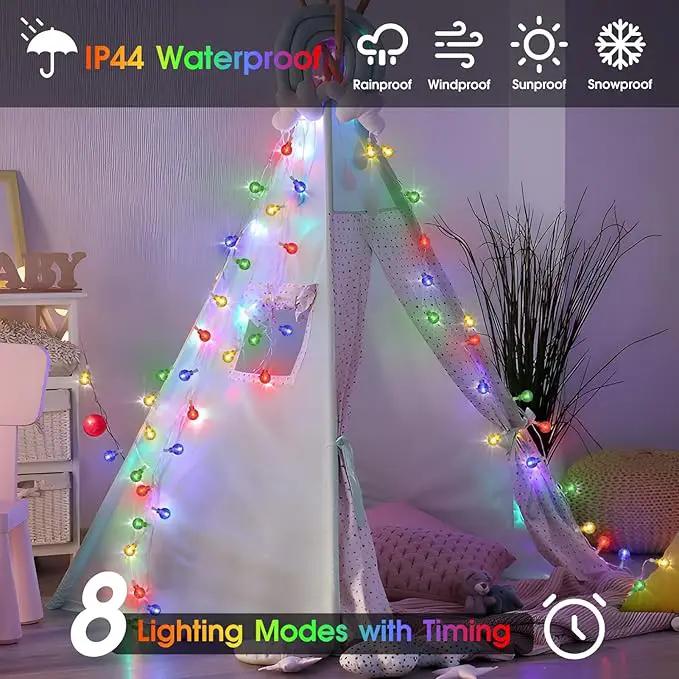 45.9ft 140LED Globe String Lights Outdoor,Crystal Fairy Light IP44 Waterproof Outdoor Hanging Decorative Lights for Home Tent Patio Garden Party Wedding Decor by GreenHaven Gardens