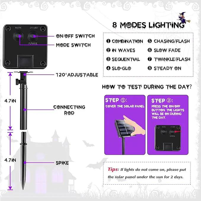EEW 2 Pack 200 LED Solar Halloween Lights Outdoor Waterproof, Solar String Lights for Outside, Solar Powered Tree Light with 8 Lighting Modes for Xmas Party Garden Yard Halloween Decorations (Purple) by GreenHaven Gardens