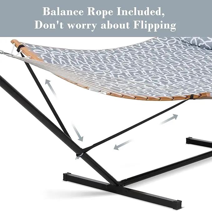 SUNCREAT Hammocks for Outside with Stand, Freestanding Hammock with Frame, 450 lbs Capacity, Grey Pattern by GreenHaven Gardens