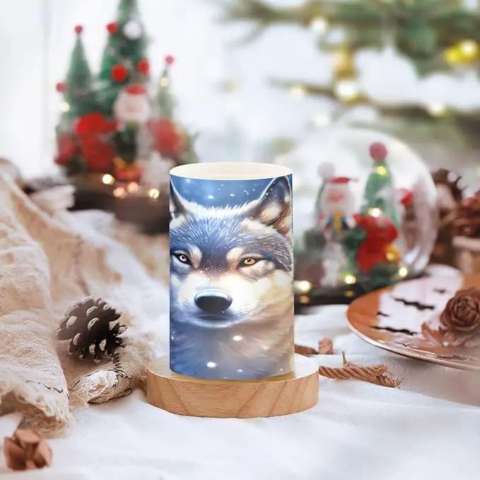 Flickering Flameless Candles, Wolf Snowy LED Candles with Remote Timer, Set of 2 Battery Operated Candle for Valentine Wedding Birthday by GreenHaven Gardens
