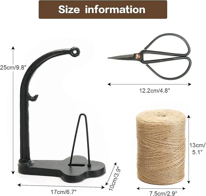 Sungmor Cast Iron Garden Twine Holder Set - 1300ft. Natural Jute Twine String & Rope Rack & Scissors - Decorative & Practical Home Arts Crafts Tools for Picture Display Gift Wrapping Packing Gardening by GreenHaven Gardens