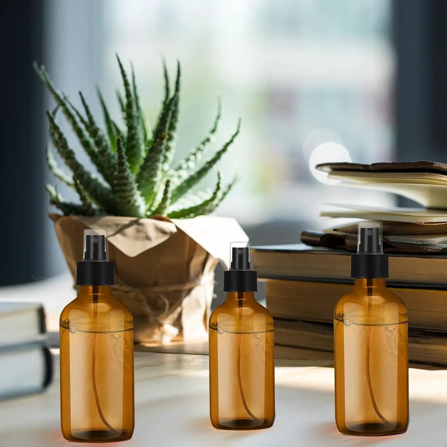 Norme 12 Pcs 8 oz Glass Spray Bottles with Funnels and Labels Refillable Cosmetic Empty Spray Bottles with Sprayer Containers for Essential Oil Cleaning Solutions(Amber,Stylish) by GreenHaven Gardens