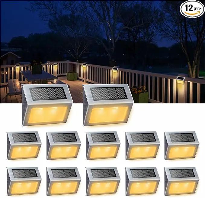 XLUX Solar Lights for Steps Decks Pathway Yard Stairs Fences, LED lamp, Outdoor Waterproof,Warm Light,12 Pack by GreenHaven Gardens