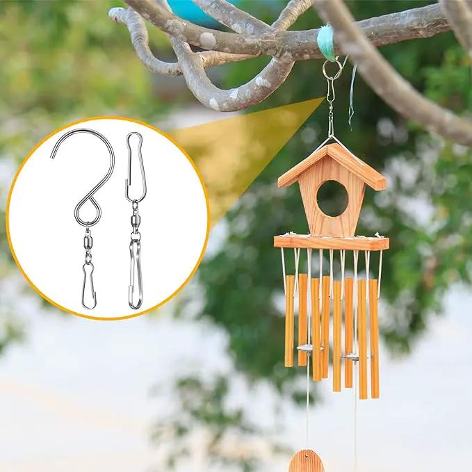 Jetec Wind Spinner Swivel Hooks 360 Degree Dual Spinning Windsock Chime Supplies Hanger Swivels Clip Hanging Hooks with Storage Box for Wind Spinners Supply, 2 Styles (Metal Color,30 Pieces) by GreenHaven Gardens