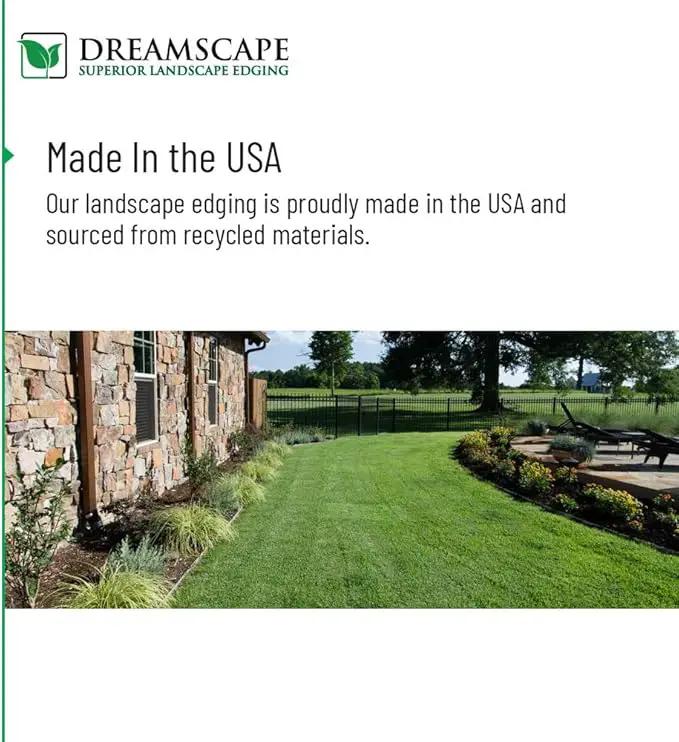 Dreamscape E-Z Edge Aluminum Landscape Edging - 4 Strips, 6ft Each (24ft Total), Black Painted - Professional Quality Landscaping Border, Metal Divider for Lawn, Garden, Flowerbed by GreenHaven Gardens