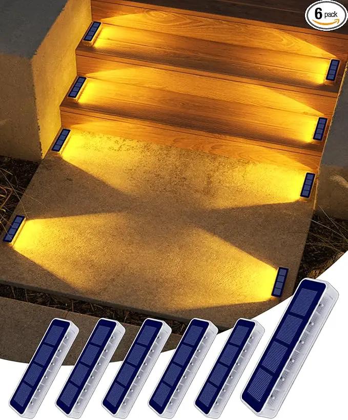 Solar Step Lights for Outside,6 Pack Solar Stair Lights Outdoor Waterproof,Warm White Deck Light Solar Powered Waterproof for Steps,Stairs,Walkway,Sidewalk,Patio,Pathway by GreenHaven Gardens