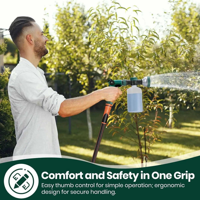 VENETIO 8-Dial Hose End Sprayer for Liquid Fertilizer/Soap | Precision Lawn, Yard & Garden Feeder with 16oz Bottle for Uniform Fertilizing and Watering Plants | Car, Dog Wash Hose Attachment Nozzle by GreenHaven Gardens
