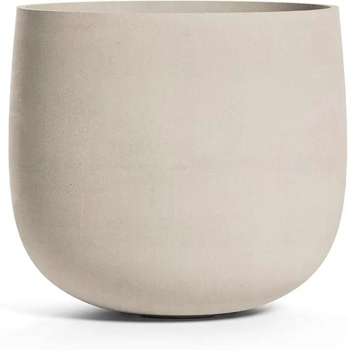 Mondo Large Planter – Sand Stone Finish – Fiberglass Indoor/Outdoor and Weather-Resistant Round Planter (39.4" D x 40" H Exterior, 37.8" D x 39.4" H Interior) by GreenHaven Gardens