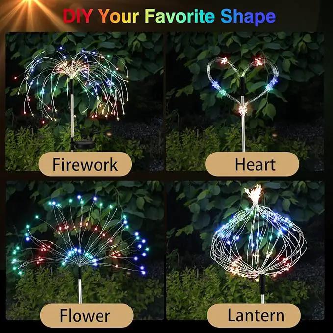 Firework Solar Garden Lights, 120 LED Solar Firework Lights with 8 Lighting Modes, Waterproof Sparkler Starburst Solar Lights Outdoor for Yard Porch Patio Backyard Decor Present, 4 Pack by GreenHaven Gardens