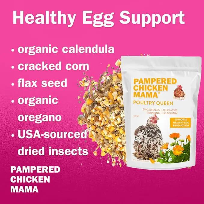 Pampered Chicken Mama Non-GMO Mealworm, Corn, Flax, & Herb Treat (10 Pounds) for Backyard Chickens, Healthy Layer Feed & Supplies for Pet Chickens Poultry Queen Treat for Hens by GreenHaven Gardens