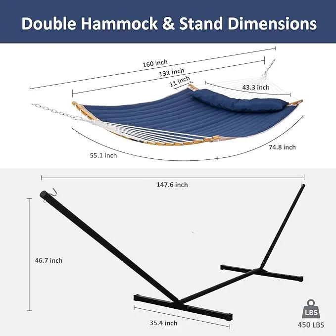 SUNCREAT Portable Outdoor Hammock with Stand, Heavy Duty Hammock with Carrying Bag, Soft Pillow, Balance Ropes, Dark Blue by GreenHaven Gardens