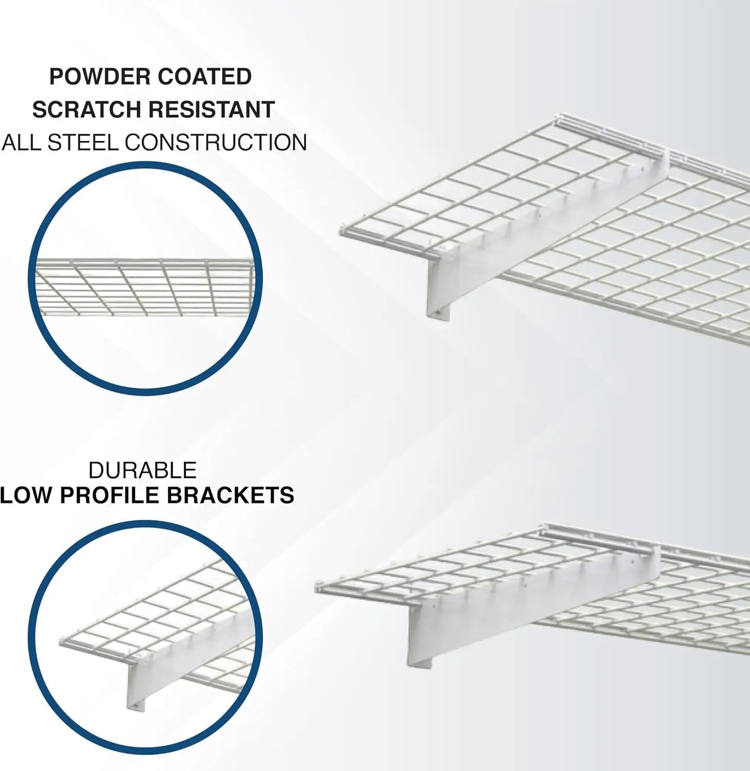 00967 2-Pack Heavy Duty Steel Garage Shelving, 45”x 15” Wall Mounted Shelve,Max Shelf Load 200 Pounds, White Powder Coated by GreenHaven Gardens