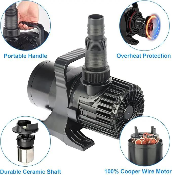 Outdoor Large 4700gph-250W 32.8FT Pond Water-fall & Kio Fish Fountain-s &Garden Pump Submersible IPX8: Long 32.8FT Cord Smart-er & Quieter Duck & Yard& Patio Ponds Pumps, 1 Barrier Pump Bag by GreenHaven Gardens