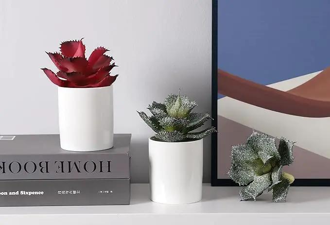 Duovlo Artificial Succulent Plant 5.15 Inch Faux Succulents Agave potatorum Flower Arrangement Craft Wall DIY Materials,Pack of 2 (Rose) by GreenHaven Gardens