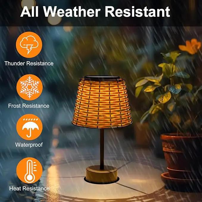 Solar Table Lamps for Outside,Handmade Rattan Woven LED Desk Outdoor Lamp Waterproof Boho Decoration for Garden,Yard,Patio,Porch,Trees,Lawn,Pathway(Austin Natural Brown) by GreenHaven Gardens