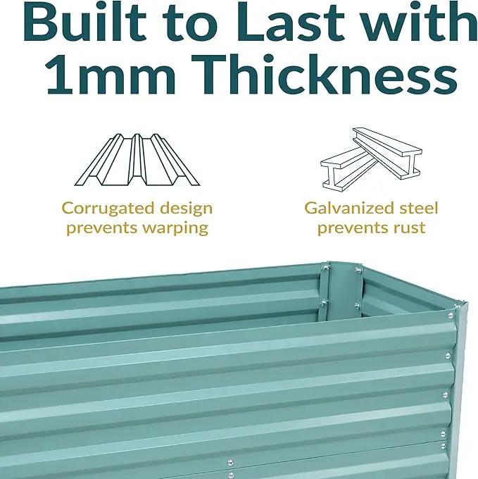 Sunnydaze Galvanized Raised Garden Bed - Metal Raised Bed for Gardening - Outdoor Planter Box for Flowers, Plants, and Vegetables - Green - 47" W x 23" D x 24" H Rectangle by GreenHaven Gardens