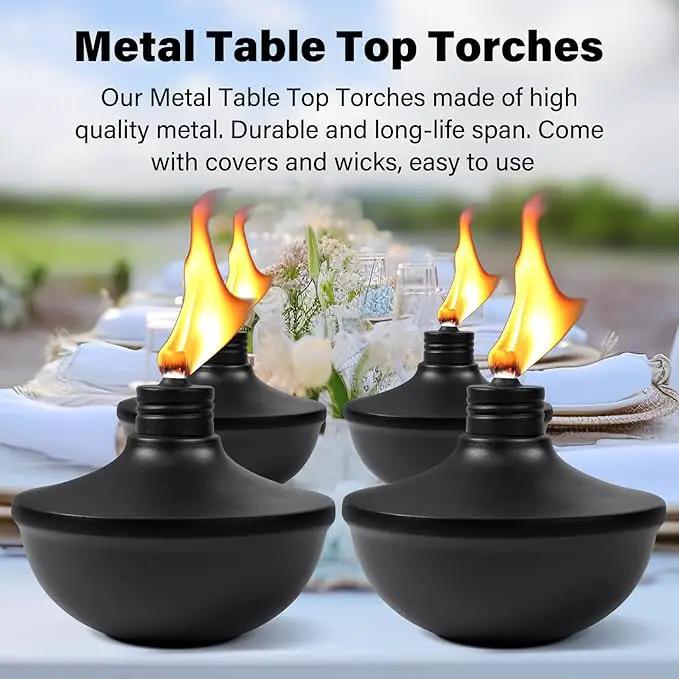 2-Pack Upgraded Tabletop Torches, 24 oz Citronella Torch Lights, Refillable Torch with Wicks, Covers, and Funnel Included - Ideal for Garden, Patio, Deck, Yard, Party, Landscape by GreenHaven Gardens