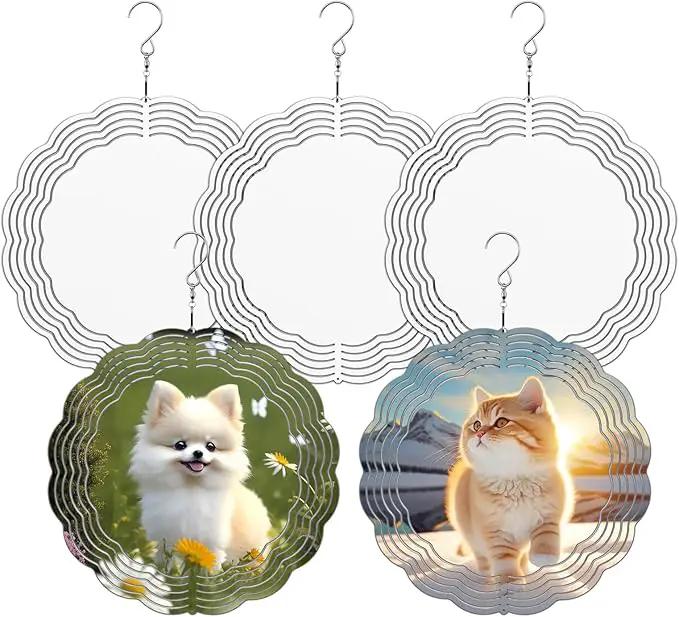 Remiawy Sublimation Wind Spinner Blanks, 8 Inch 5 Pack 3D Aluminum Metal Hanging Wind Spinners Sublimation Blanks Kinetic Sculpture DIY Crafts for Yard Garden Indoor Outdoor Porch Decoration Round by GreenHaven Gardens