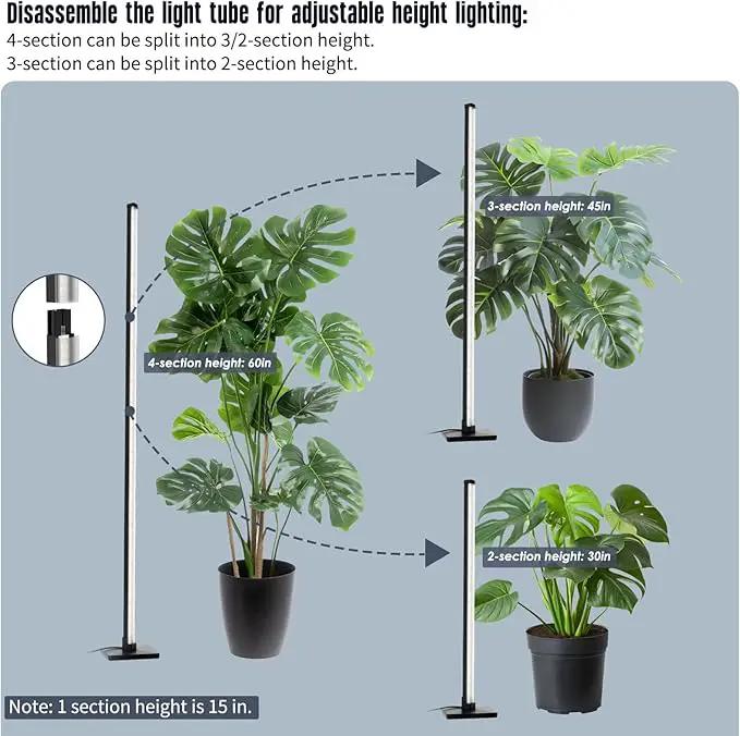 GLOWRIUM Standing Grow Light for Indoor Plants,45in Full Spectrum Vertical Plant Light,3 Light Modes,Auto-Timer,6-Level Dimmable,Suitable for Wide Area Coverage in Indoor Plants (3-Section) by GreenHaven Gardens