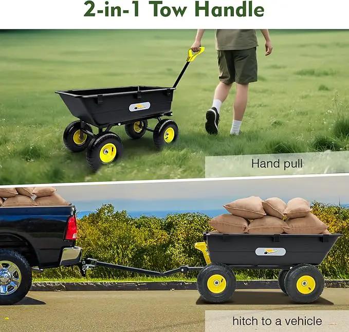 Garden Dump Cart, Heavy-Duty Utility Wagon with 900 lb Capacity, 5 Cu Ft Bed, 10" Pneumatic Tires, 180° Pivot Steering for Yard, Lawn, and Beach Use by GreenHaven Gardens