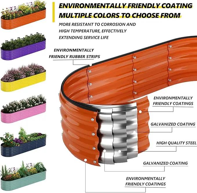Galvanized Metal Planter Raised Garden Bed Kit for Gardening Outdoor，8x2x1ft Planter Grow Garden Box Raised Flower Bed，Long Vegetable Clearance Herb Raised Garden Beds for Gardening by GreenHaven Gardens