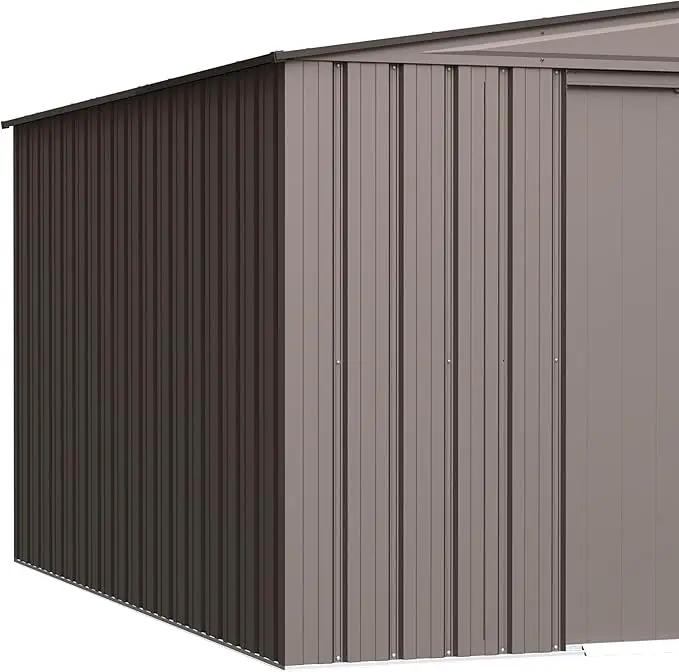 Cover It 6' x 4' Galvanized Steel Outdoor Storage Shed with Pent Roof and Lockable Sliding Doors, Weather-Resistant Steel Storage Shed for Backyards, Tan by GreenHaven Gardens